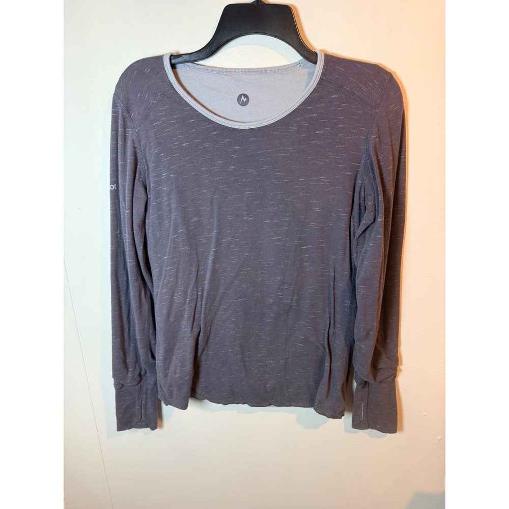 Marmot Womens Reversible Long Sleeve Active Top Grey Space Dye Thumbholes L